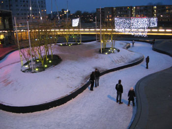Het Schipperplein in de winter